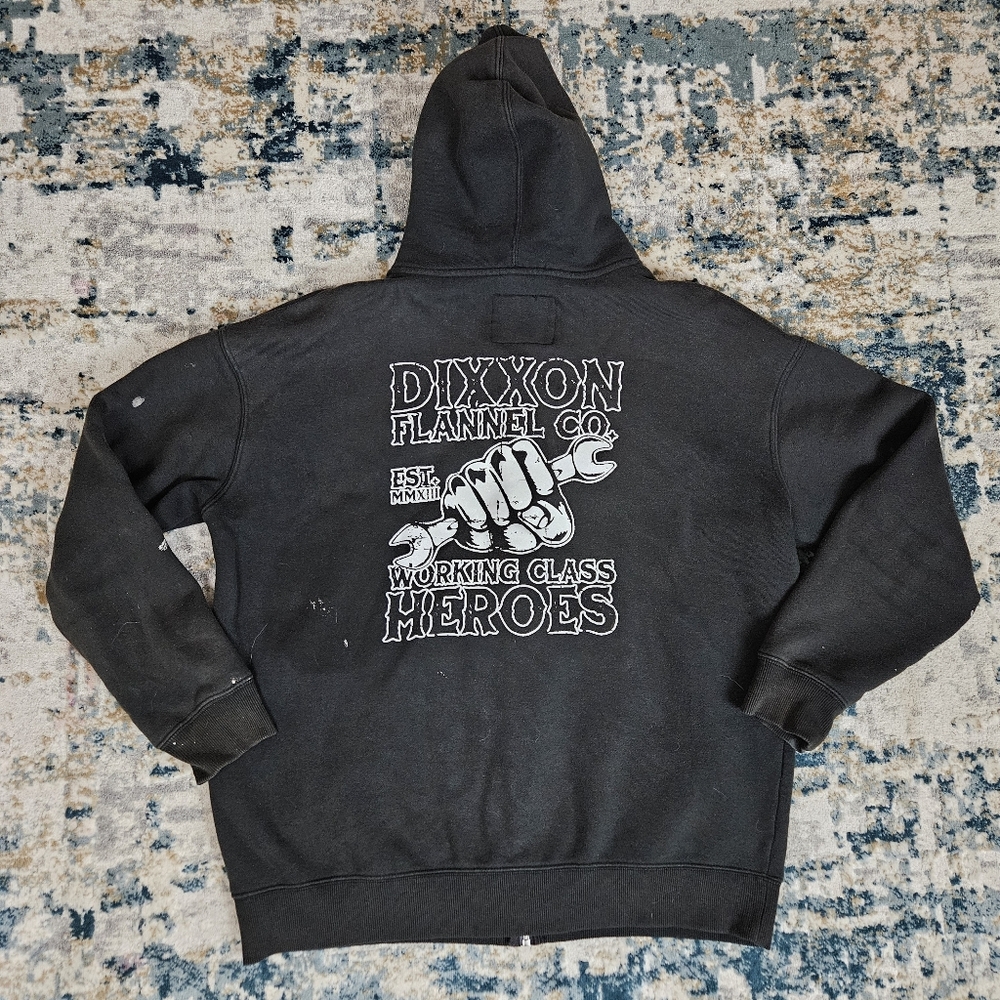 Dixxon Full Zip Hoodie Sweatshirt Men’s L Black Working Class Heroes Distressed